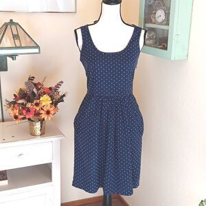 Comptoir Des Cottoniers Navy Dotted Dress. Coastal Cowgirl, Tomato Girl, Dots